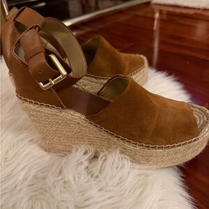 Marc Fisher Tan Suede Wedge Sandals